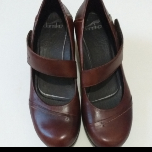Dansko Shoes - Dansko  women  burnish brown leather mary jane wedge  heel pump shoe size 39euro
